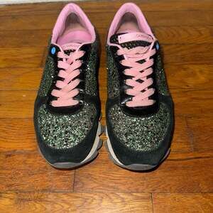 Dolce & Gabbana Glitter Sneaker Size 38.5 Green Black